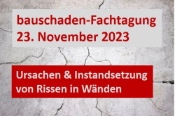 bauschaden-Fachtagung 2023 am Donnerstag, 23. November 2023 - online! 